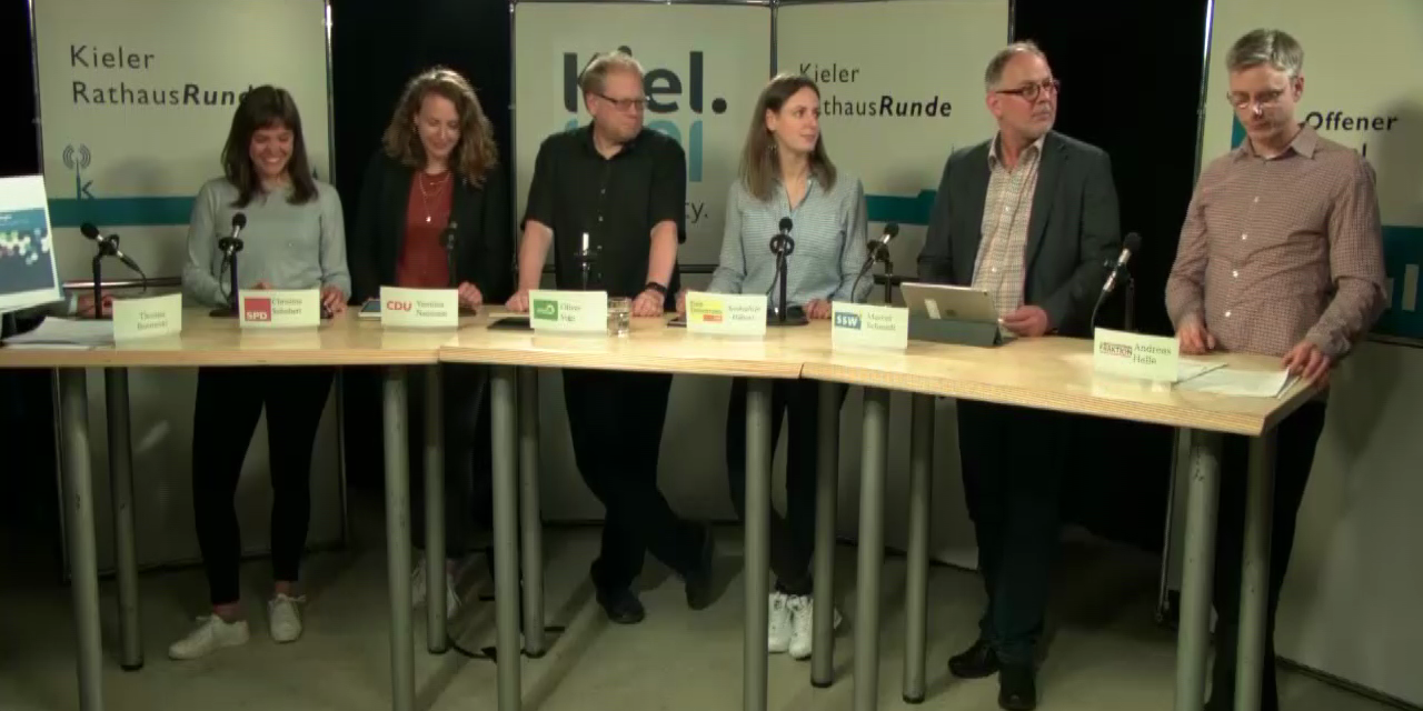 Aufz. v. 11.6.19, v.l. C. Schubert (SPD), Y. Naumann (CDU), O. Voigt (B90_ DIE GRÜNEN), A. Hübner (FDP), M. Schmidt (SSW), A. Halle (DIE FRAKTION)